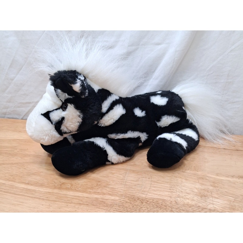 Aurora Floppy Horse Pony Black and White Spotted Plush Stuffed Animal Bean Bag